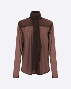 Bow Shirt in Fine Mesh