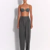 Bra Top in Wool Pinstripe