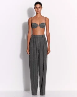 Bra Top in Wool Pinstripe