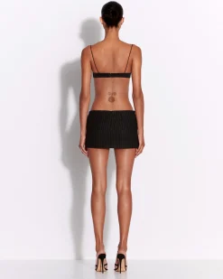 Bra Top in Wool Pinstripe