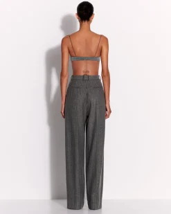 Bra Top in Wool Pinstripe