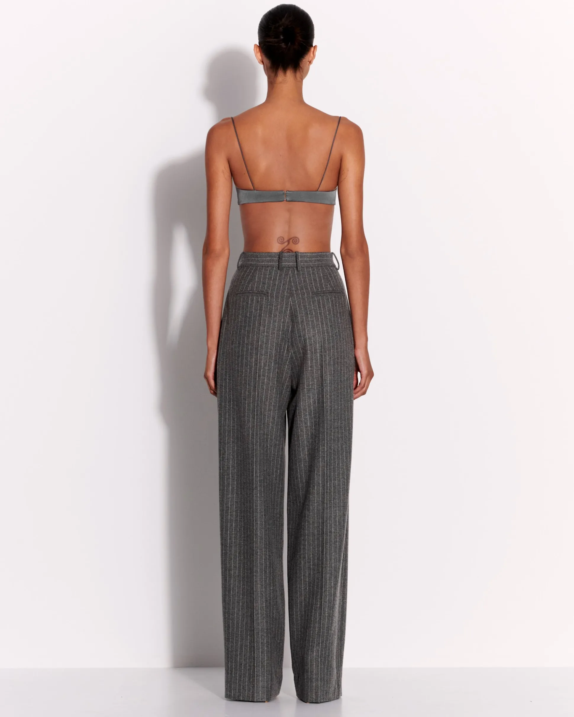 Bra Top in Wool Pinstripe