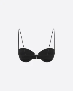 Bra Top in Wool Pinstripe