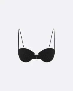 Bra Top in Wool Pinstripe