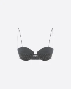 Bra Top in Wool Pinstripe