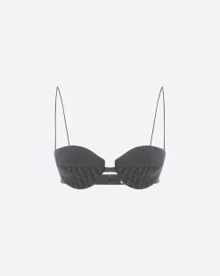 Bra Top in Wool Pinstripe