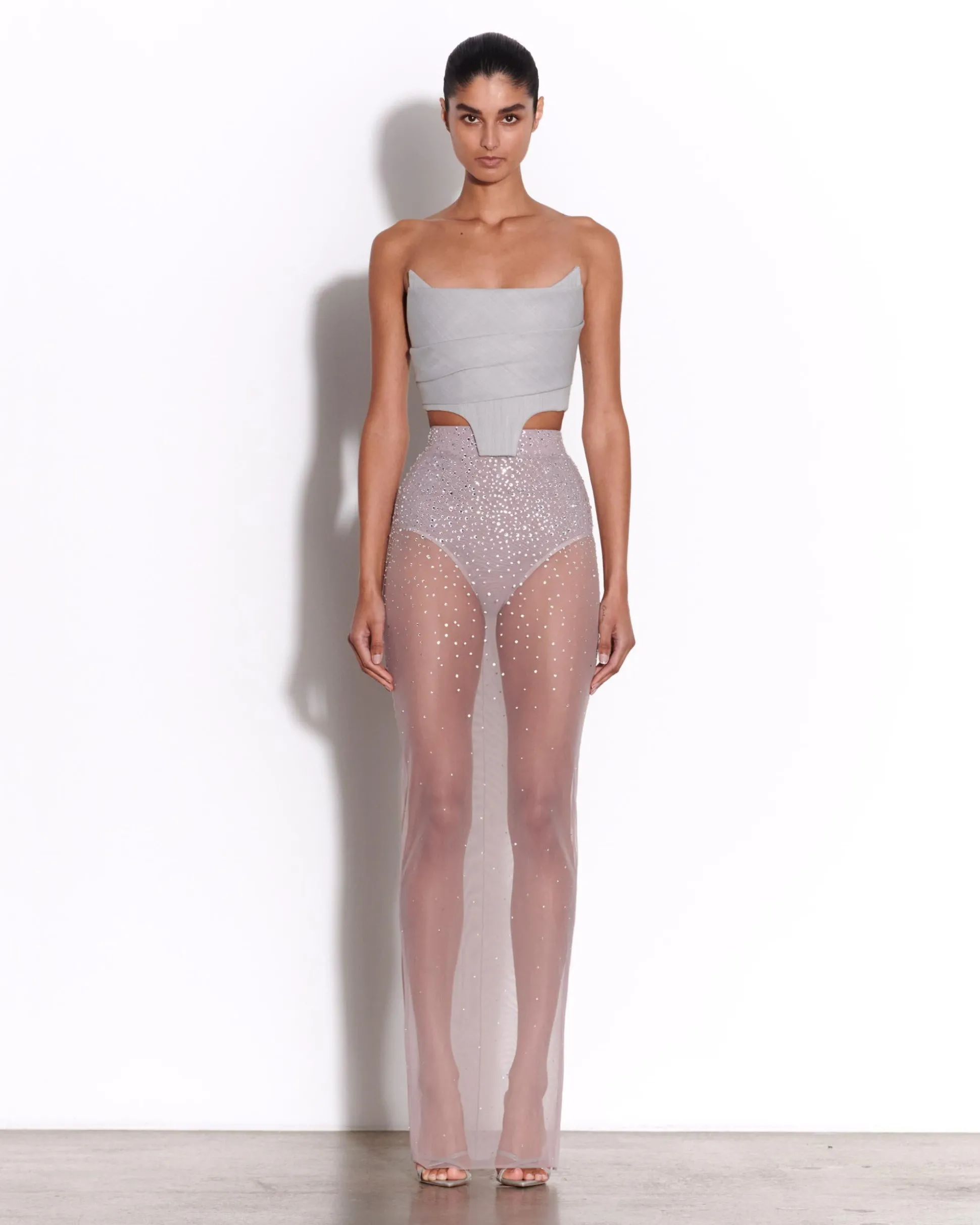 Column Skirt in Crystal Mesh