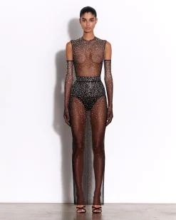 Column Skirt in Crystal Mesh