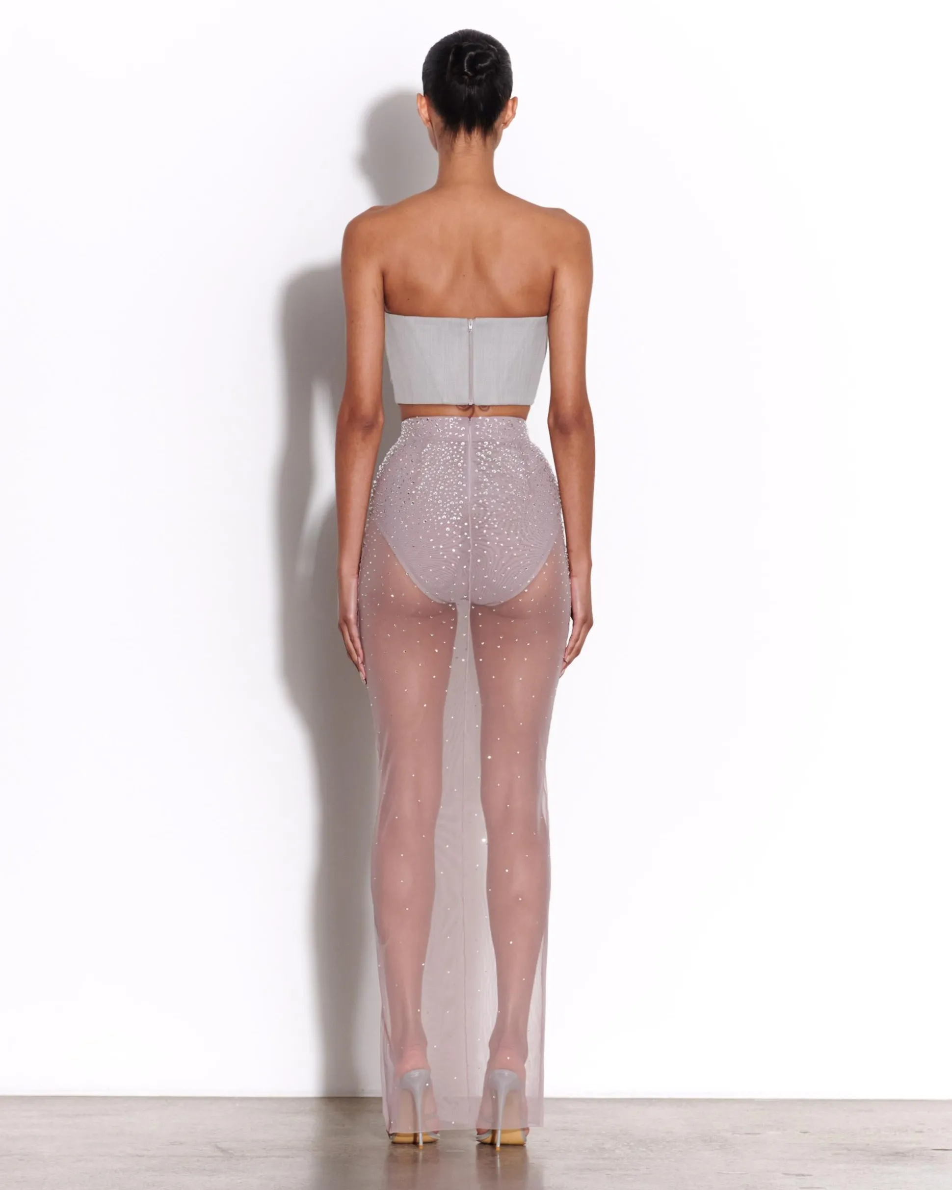 Column Skirt in Crystal Mesh