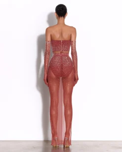 Column Skirt in Crystal Mesh