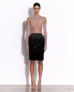 Crew Bodysuit in Crystal Mesh