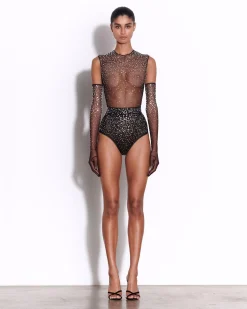 Crew Bodysuit in Crystal Mesh