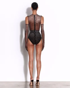 Crew Bodysuit in Crystal Mesh