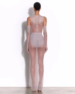 Crew Bodysuit in Crystal Mesh