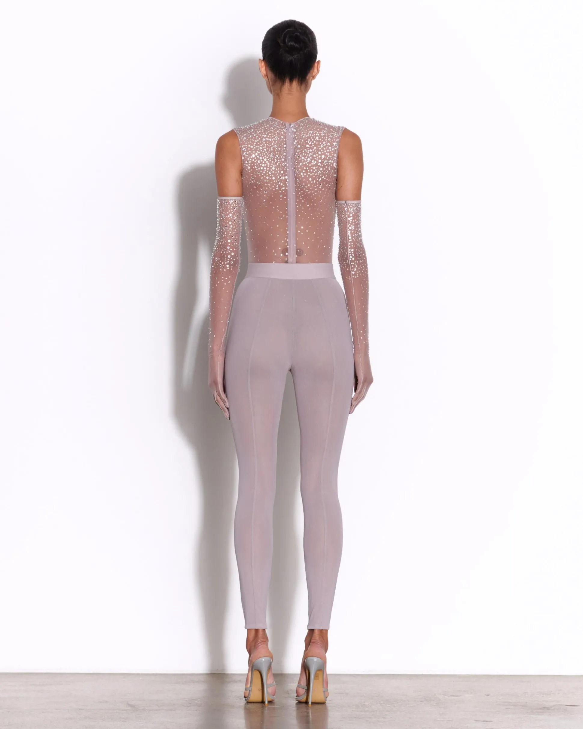 Crew Bodysuit in Crystal Mesh