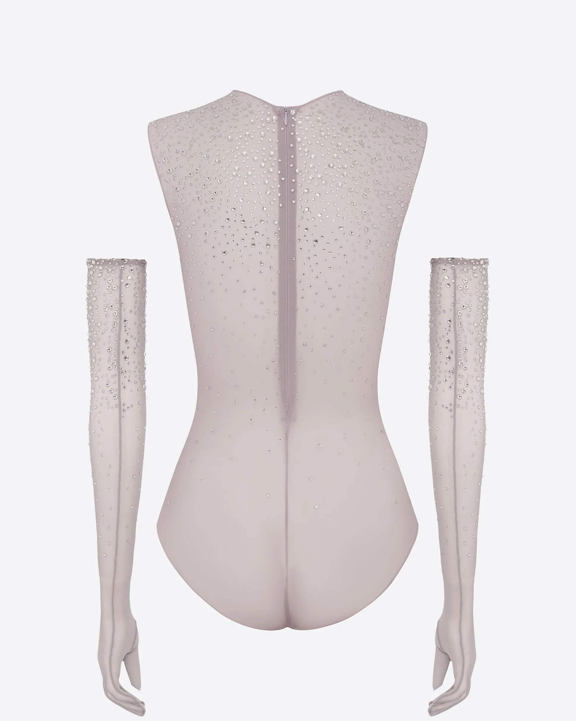 Crew Bodysuit in Crystal Mesh