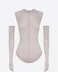 Crew Bodysuit in Crystal Mesh