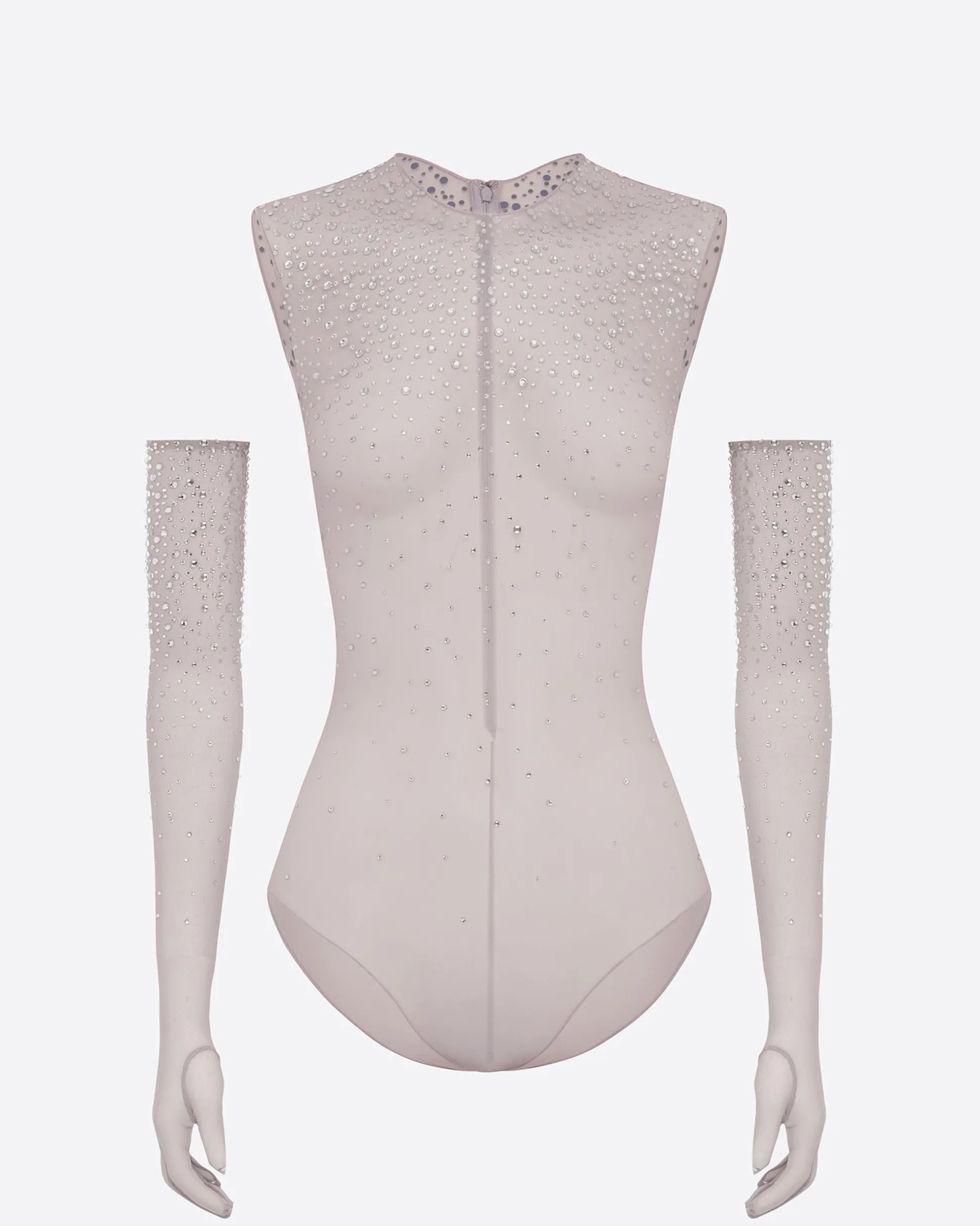 Crew Bodysuit in Crystal Mesh