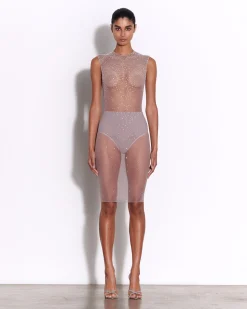 Crew Dress in Crystal Mesh