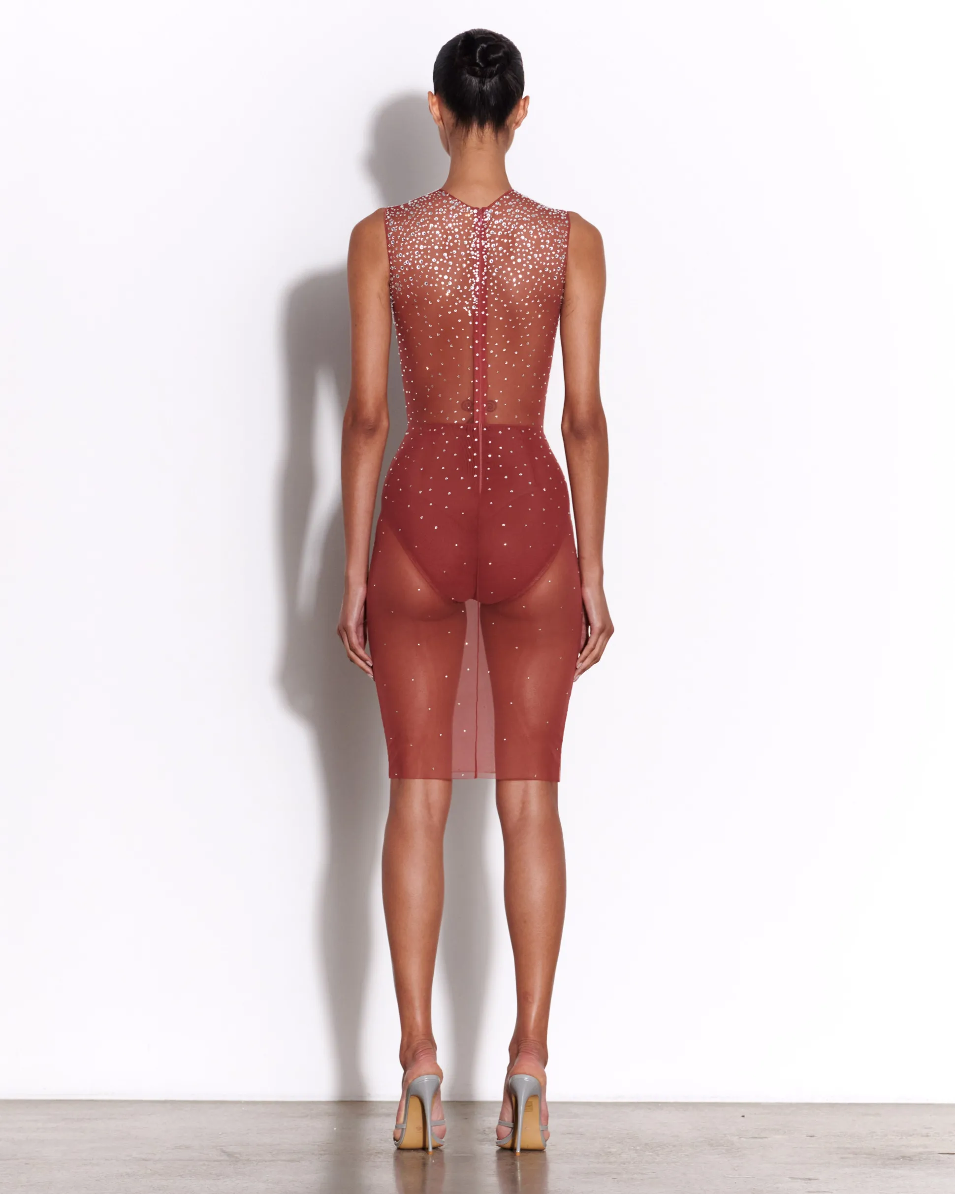 Crew Dress in Crystal Mesh