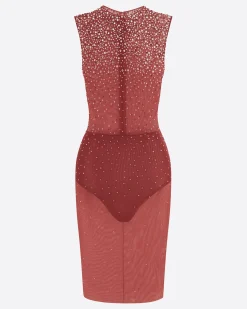 Crew Dress in Crystal Mesh