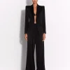 Double Breasted Fitted Blazer in Satin Crepe