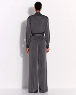 Double Pleat Trouser in Satin Crepe