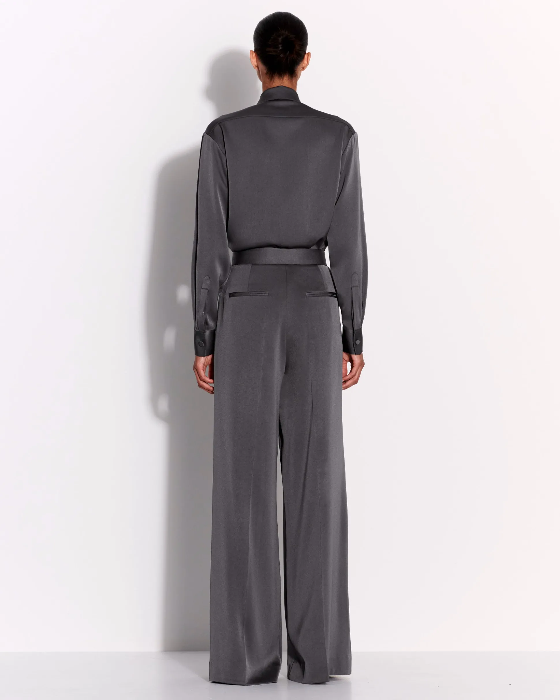 Double Pleat Trouser in Satin Crepe