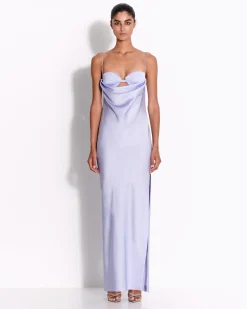 Drape Cut Out Column in Satin Crepe