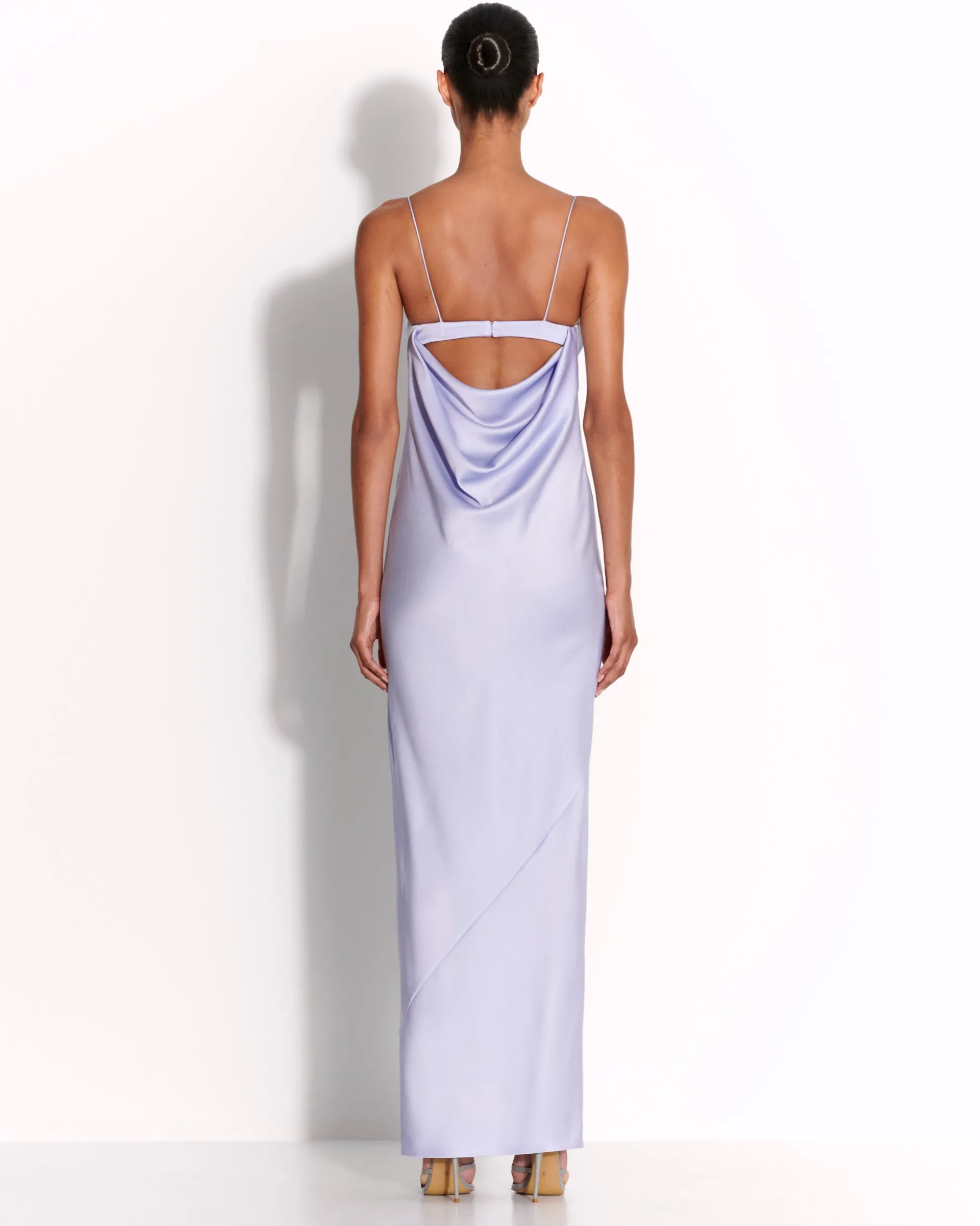 Drape Cut Out Column in Satin Crepe