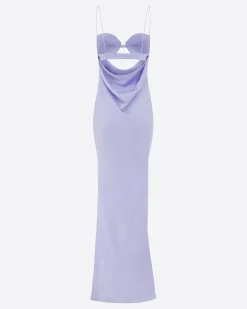 Drape Cut Out Column in Satin Crepe