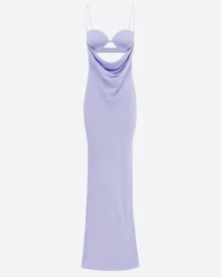 Drape Cut Out Column in Satin Crepe