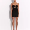Drape Cut Out Mini Dress in Satin Crepe