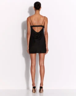 Drape Cut Out Mini Dress in Satin Crepe