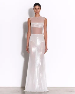 Drape Gown in Fine Mesh and Sequin