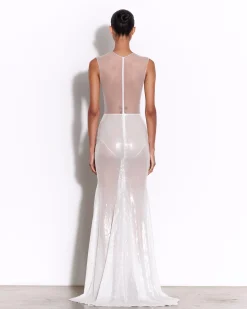 Drape Gown in Fine Mesh and Sequin