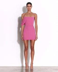 Draped Corset Mini Dress in Crepe