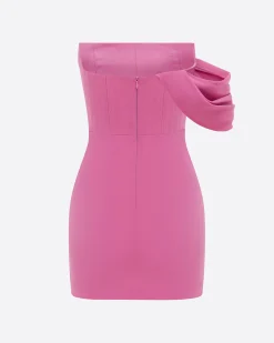 Draped Corset Mini Dress in Crepe