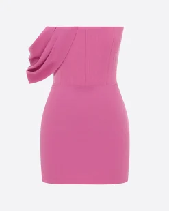 Draped Corset Mini Dress in Crepe
