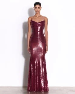 Draped Longline Corset Gown in Sequin