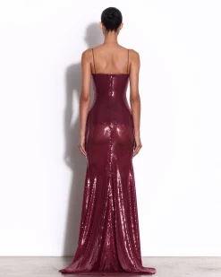 Draped Longline Corset Gown in Sequin