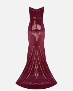 Draped Longline Corset Gown in Sequin