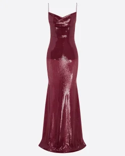 Draped Longline Corset Gown in Sequin