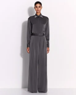 Fitted Shirt in Satin Crepe