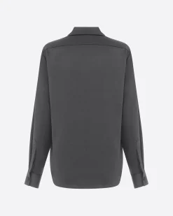 Fitted Shirt in Satin Crepe