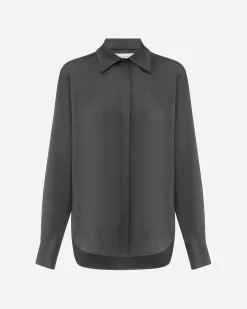 Fitted Shirt in Satin Crepe