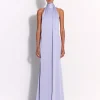 Halter Scarf Gown in Satin Crepe