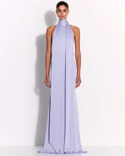 Halter Scarf Gown in Satin Crepe