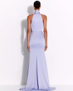 Halter Scarf Gown in Satin Crepe