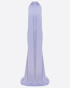 Halter Scarf Gown in Satin Crepe